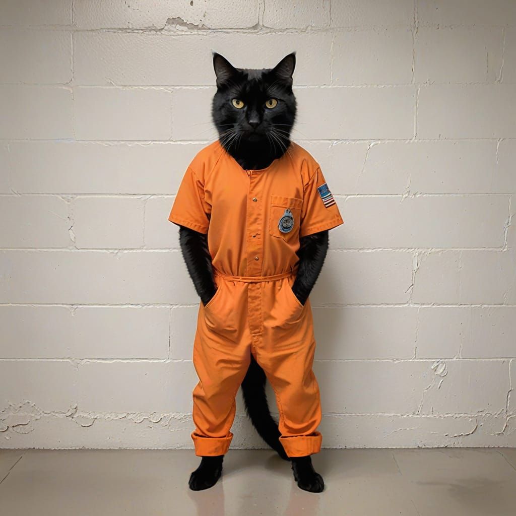 Anthropomorphic Black Cat Mugshot