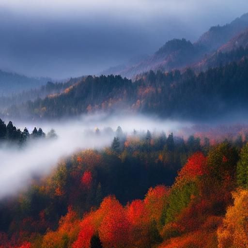 Misty Mountain Landscape in Minimalist Style