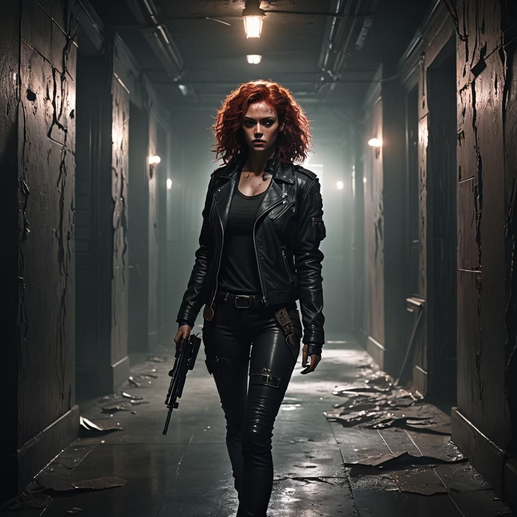 Female Character in Dark Hallway: Concept Art