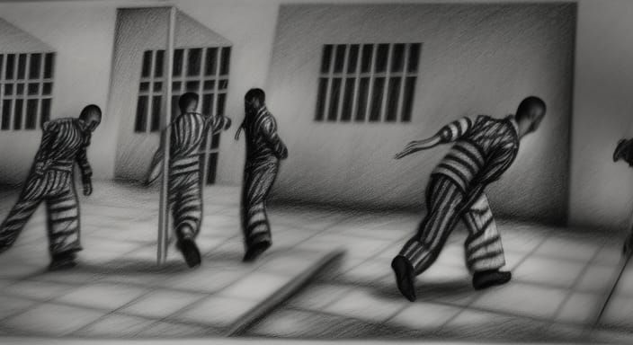 Prisoners Breaking Rocks: Grayscale Pencil Drawing
