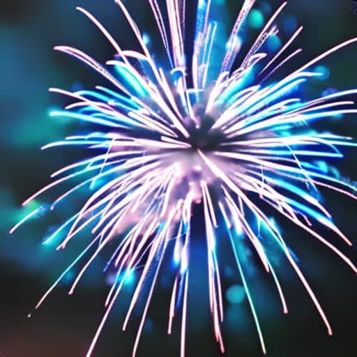 Beautiful blue Firework display& fractals vibes& ethereal vibes& magical vibes& cool vibes