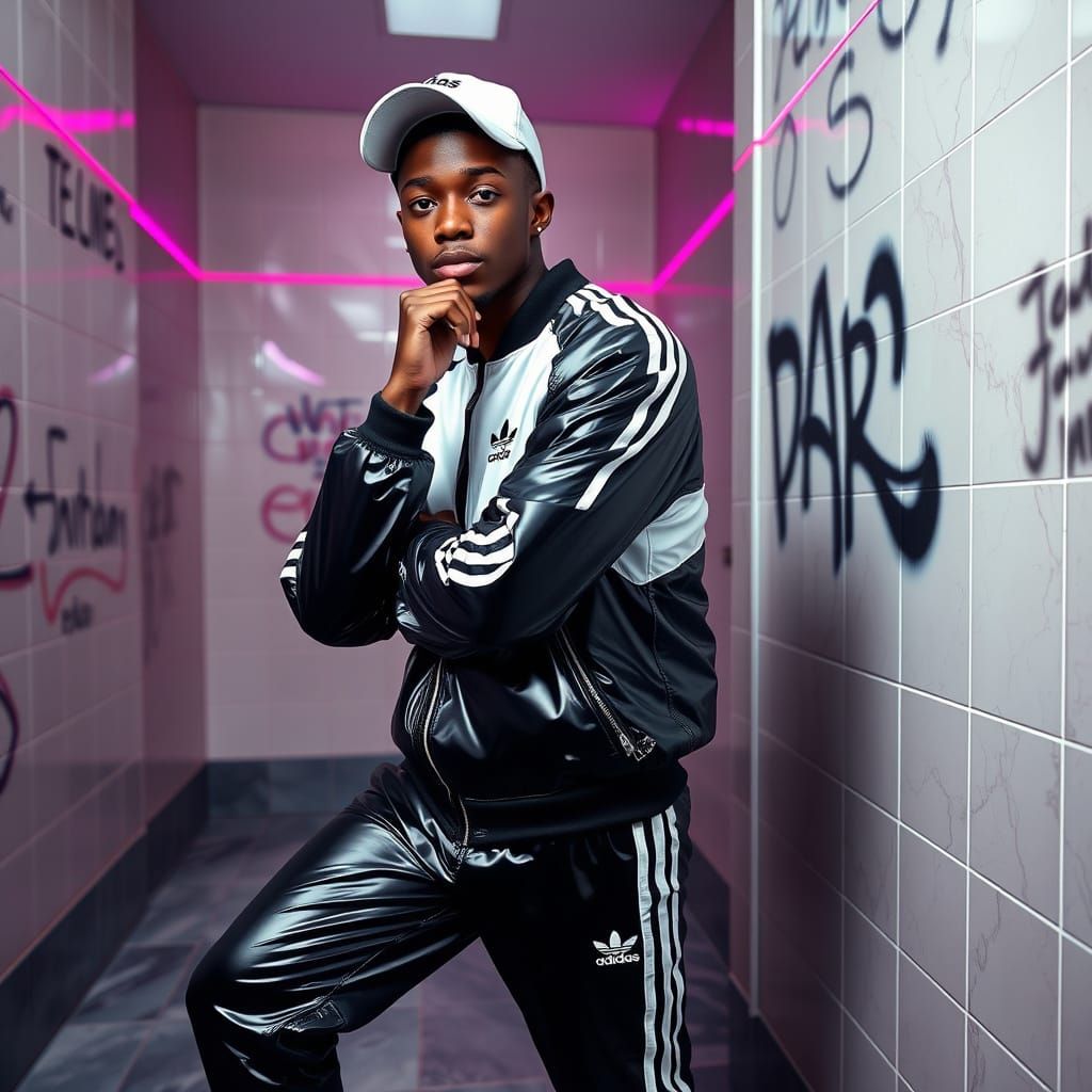 Fashionable Young Man in Urban Setting, Digital Art