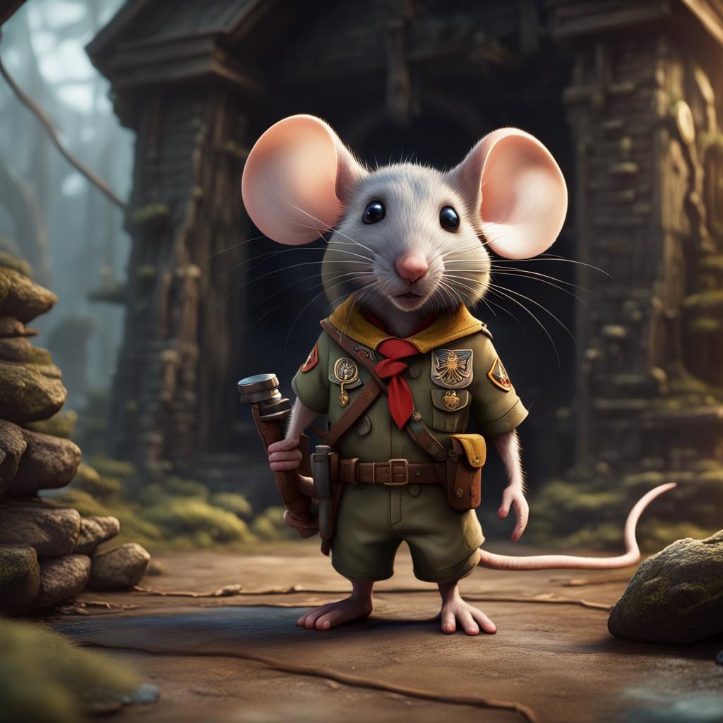 Boy Scout Mouse in Detailed Matte Painting
