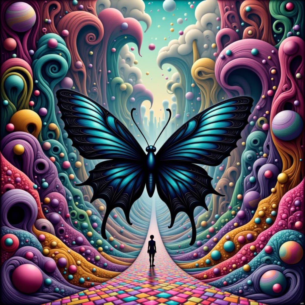 Geometric Butterfly Vortex in Escher Style