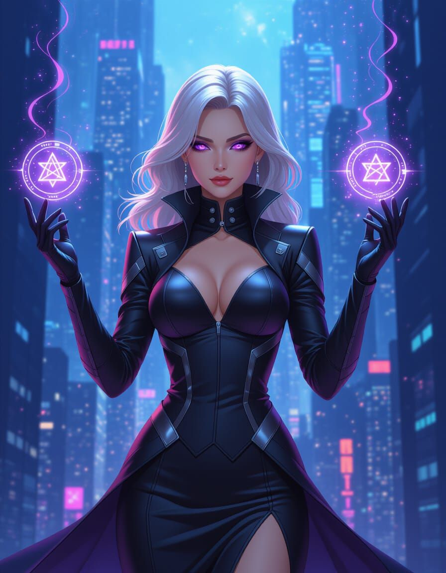 Telekinetic Woman in Futuristic Cityscape