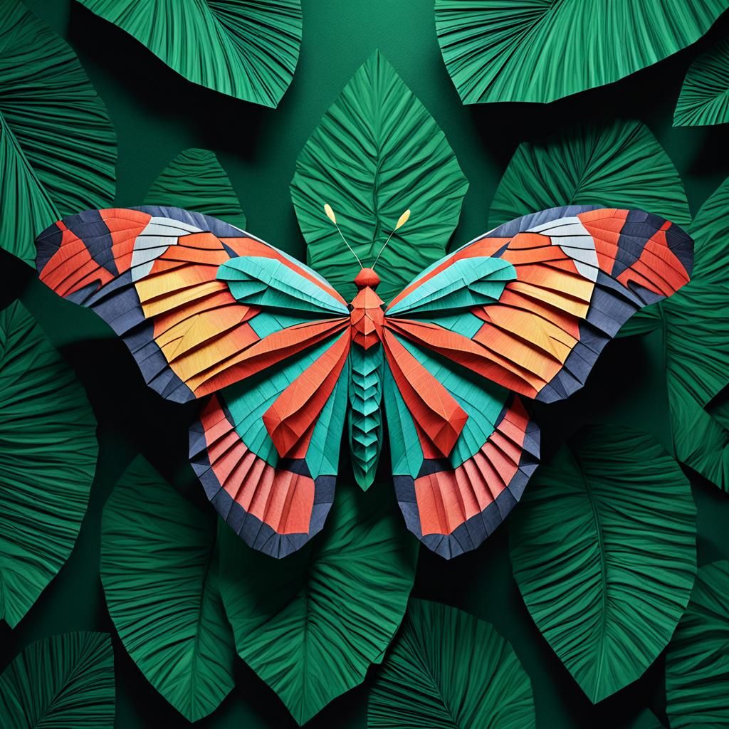 Giant Jungle Butterfly as Origami Papercraft