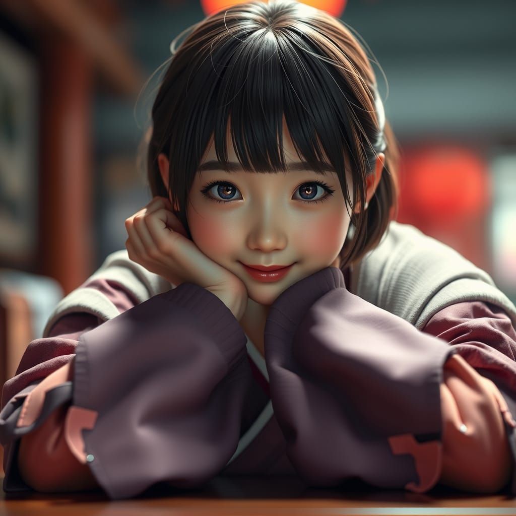 Photorealistic Portrait of Woman in Japanese Outfit