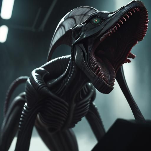 Dramatic Xenomorph Queen in Cinematic Style