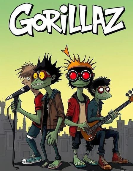 The Gorillaz: Animated Band Album Cover Art