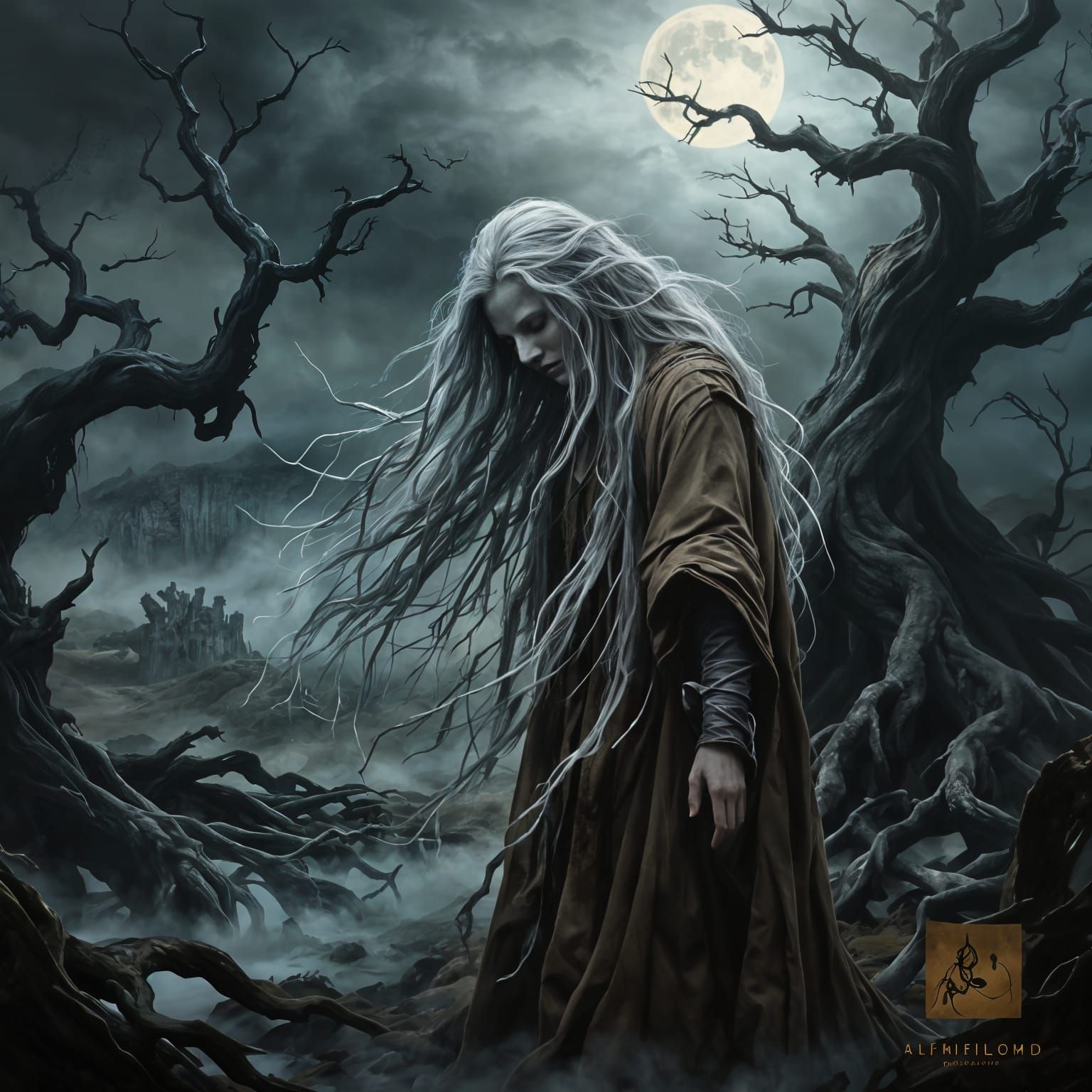 Banshee in Celtic Landscape: Dark Fantasy Matte Painting