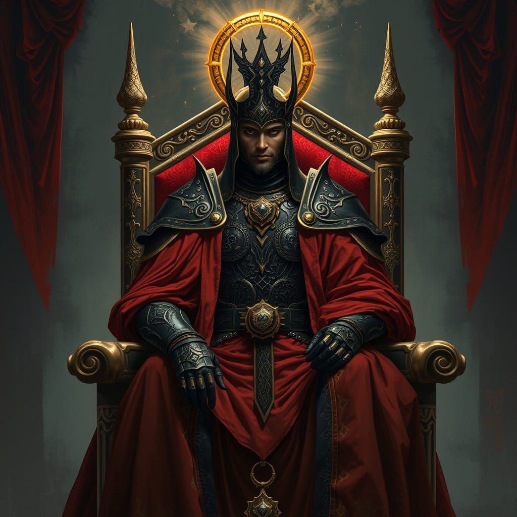 Emperor on Ruby Throne in Mystical Fantasy Style