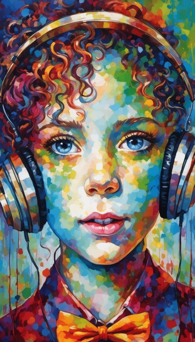 Lora Portrait Blue Eyes Headphones