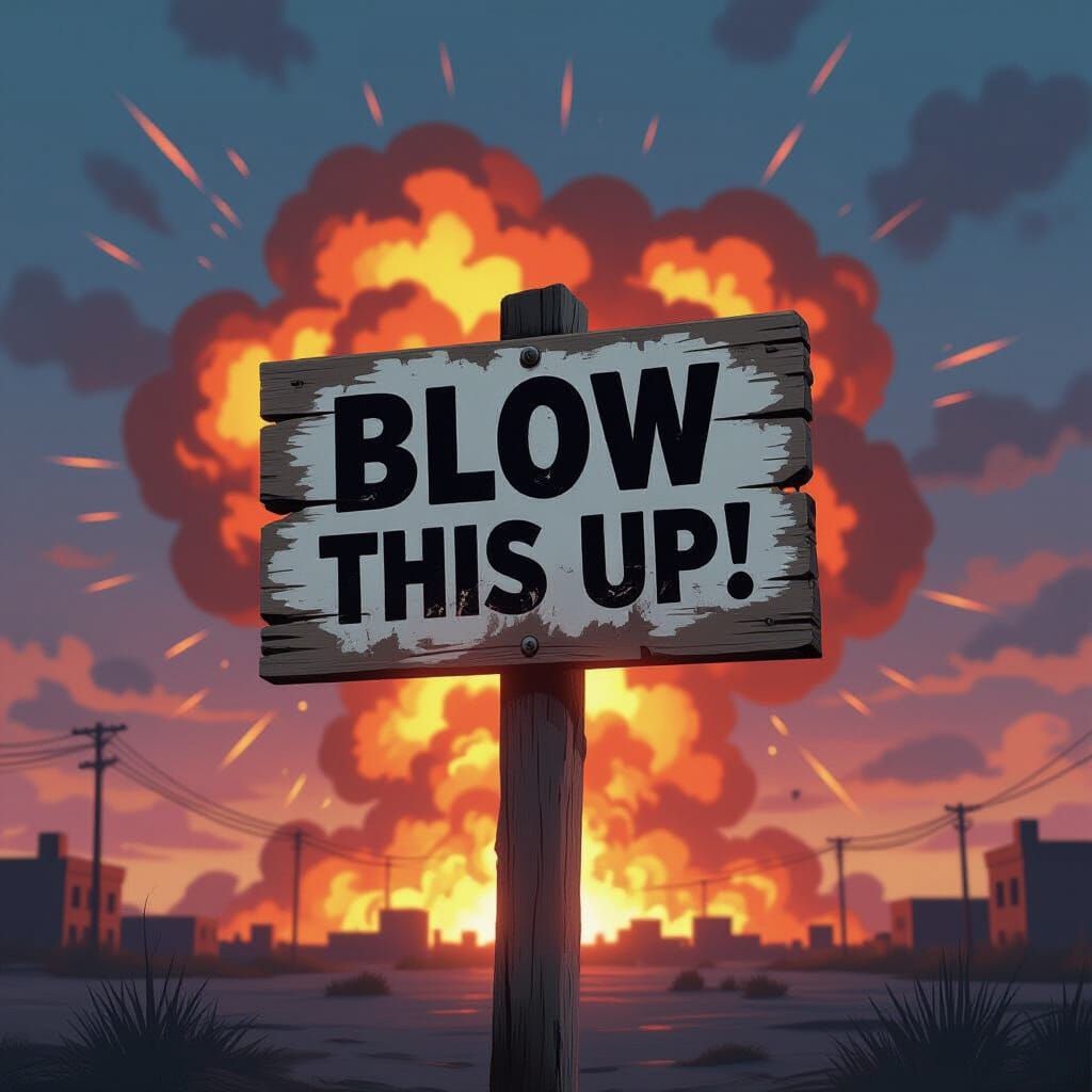 Explosion Sign in Post-Apocalyptic Style
