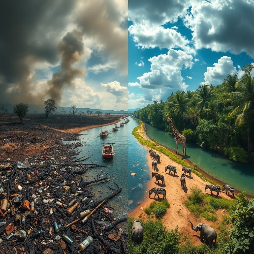 Ravaged Landscape Confronts Vibrant Jungle in Environmental ...