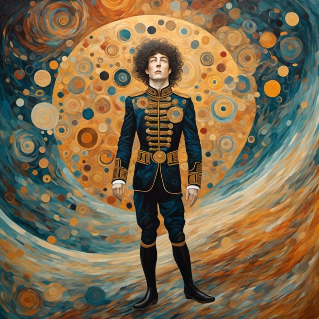 Astronaut in Space: Klimt-Inspired Abstract Art
