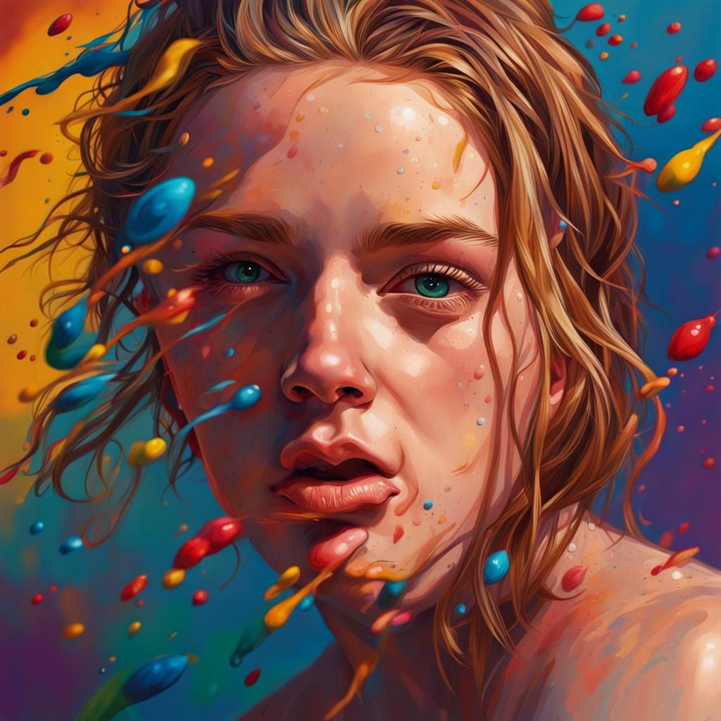 Hyperrealistic Portrait with Splash Art Effects
