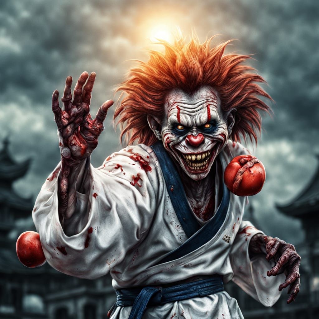 Hyperrealistic Zombie Monkey Clown Karate Master