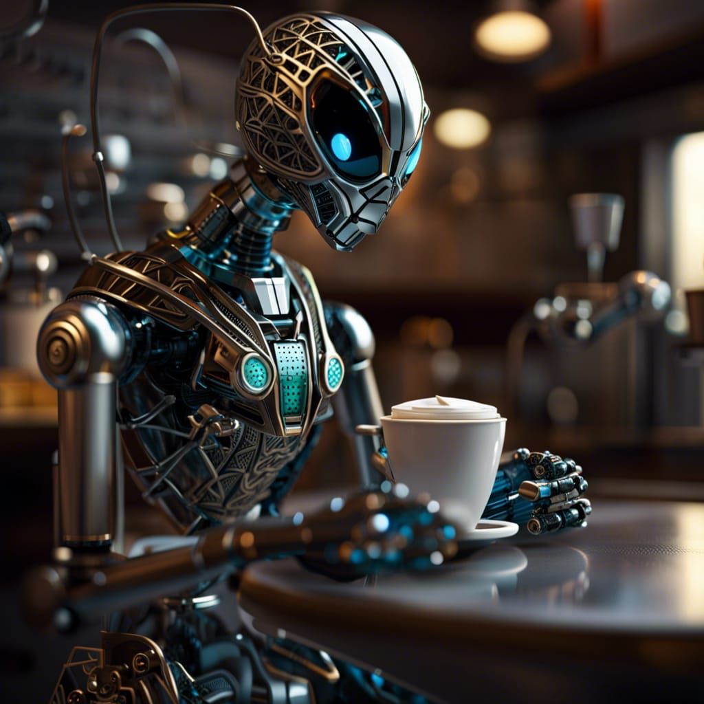 Robot Drinking Coffee