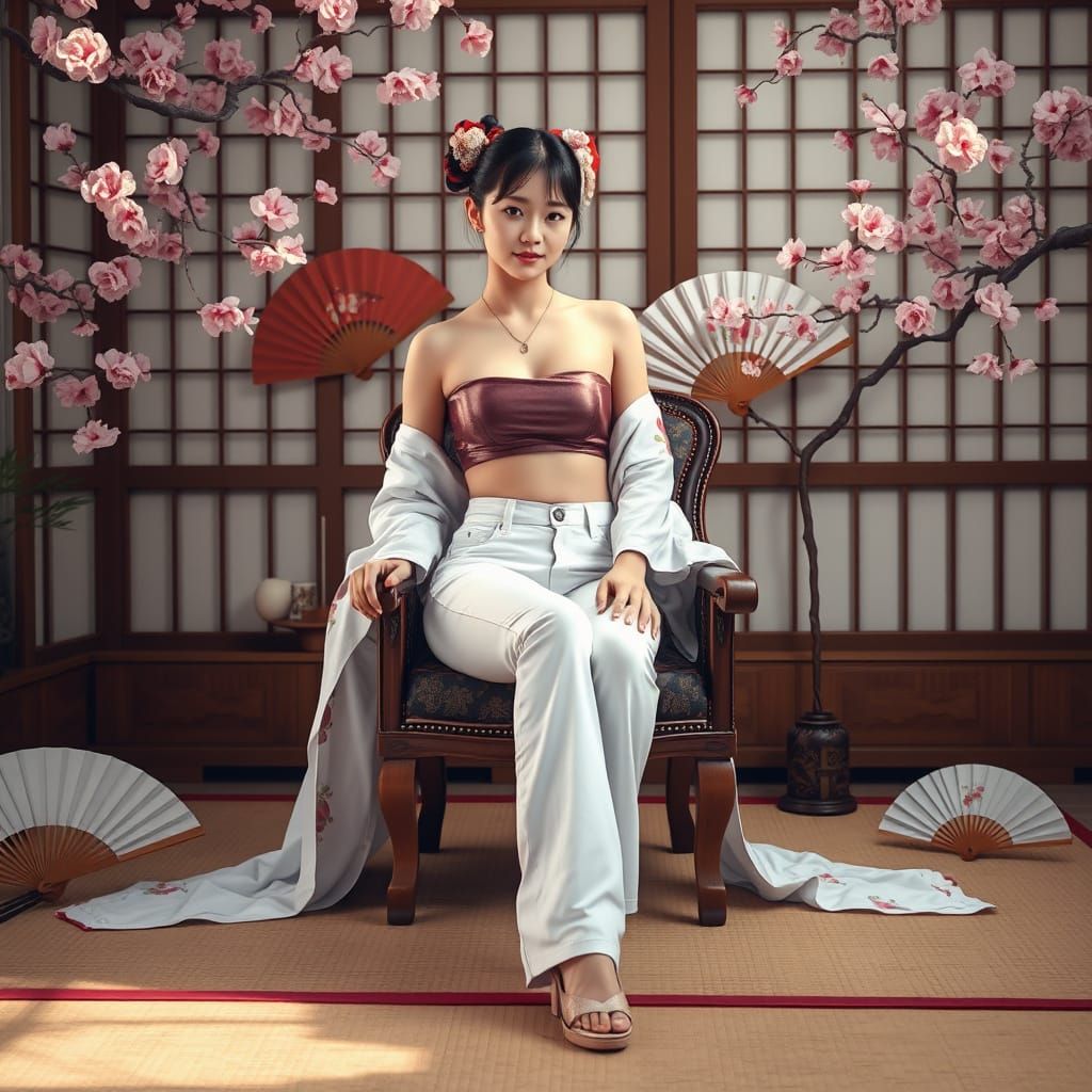 Modern Geisha in Traditional Japanese Setting