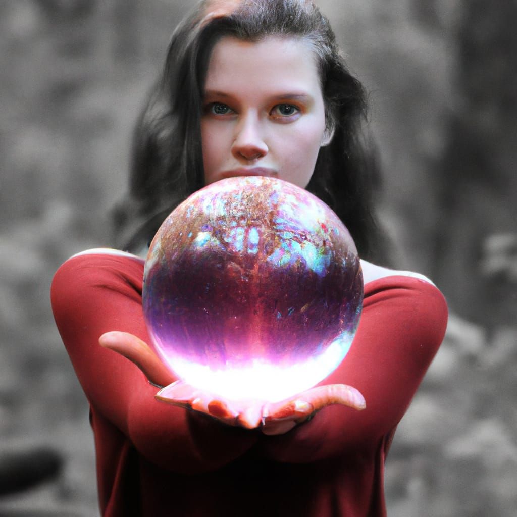 Girl Holding Nested Orbs: A Surreal Image