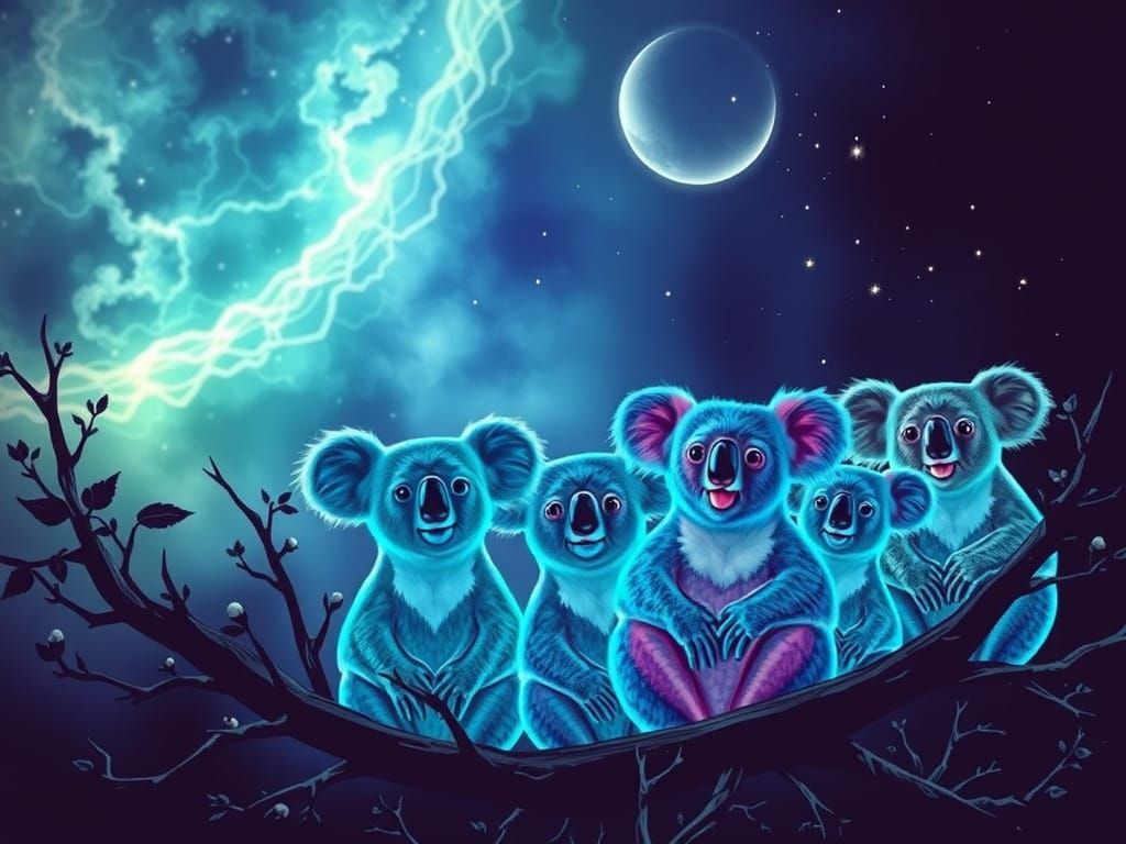 Vivid Watercolor Koalas in Joyful, Zeesty Scenes