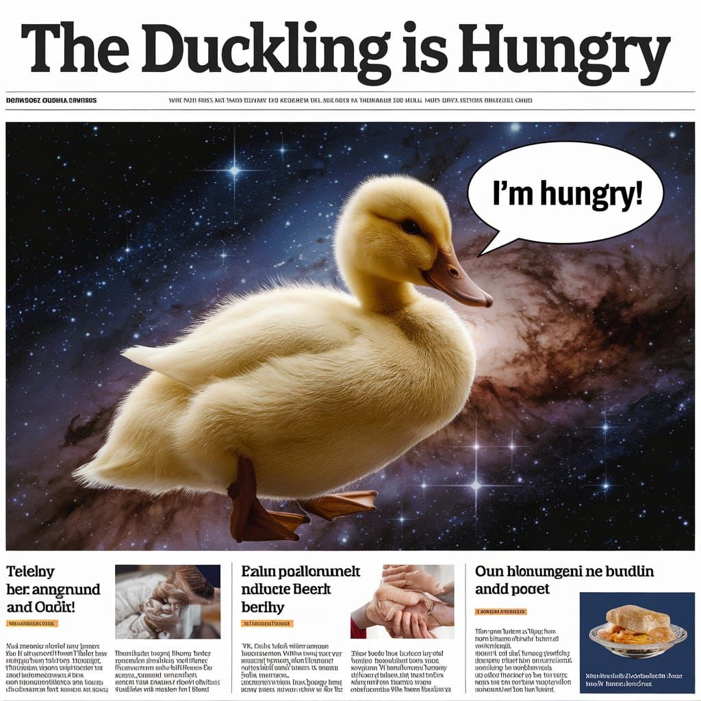 Surreal Newspaper Headline: The Duckling Is Hungry
