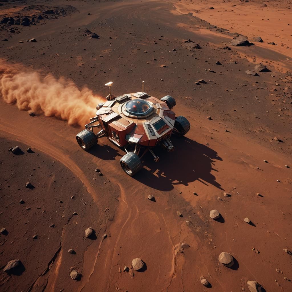 Futuristic Space Vehicle on Mars in Cinematic Style