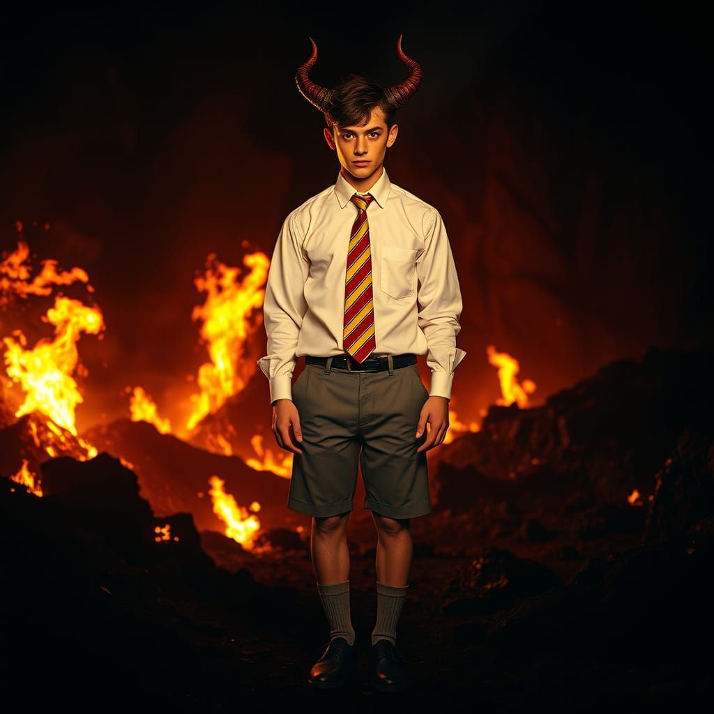 Epic Demon in School Uniform, Cyberpunk Film Style