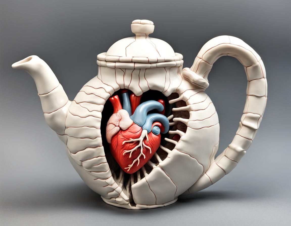 Intricate 3D Ceramic Heart Teapot