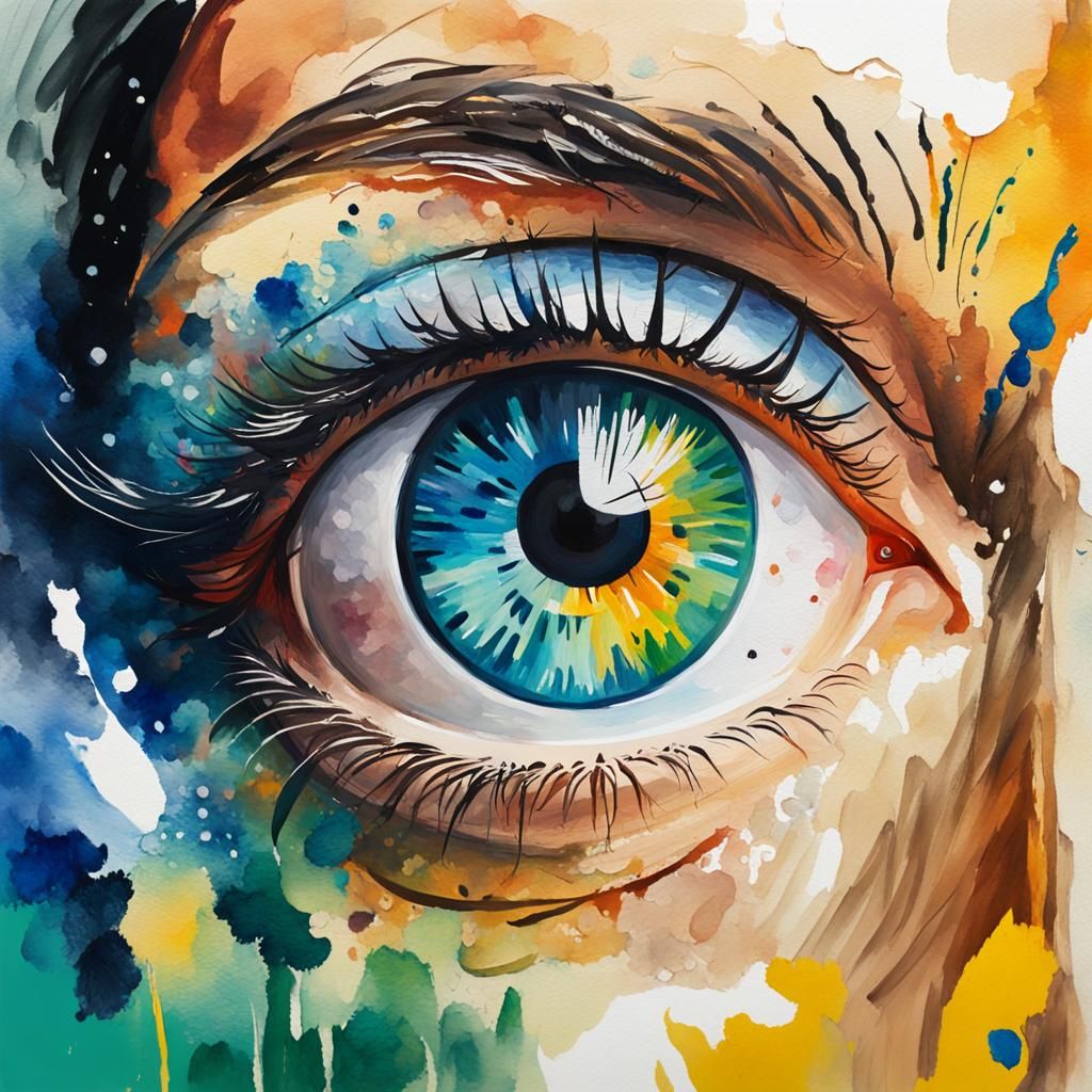 Eye in Gouache and Watercolor Style
