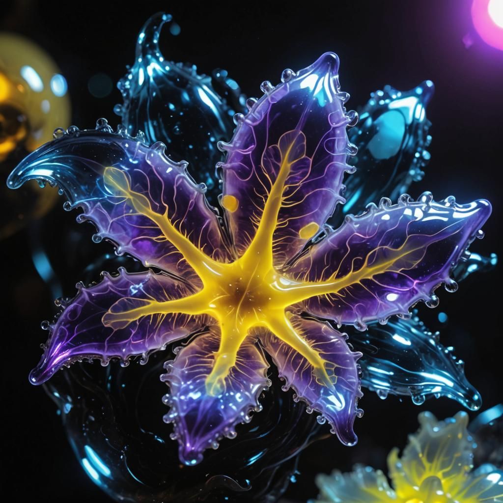 Bizarre Mythical Creature Glowing on Sunset Sea