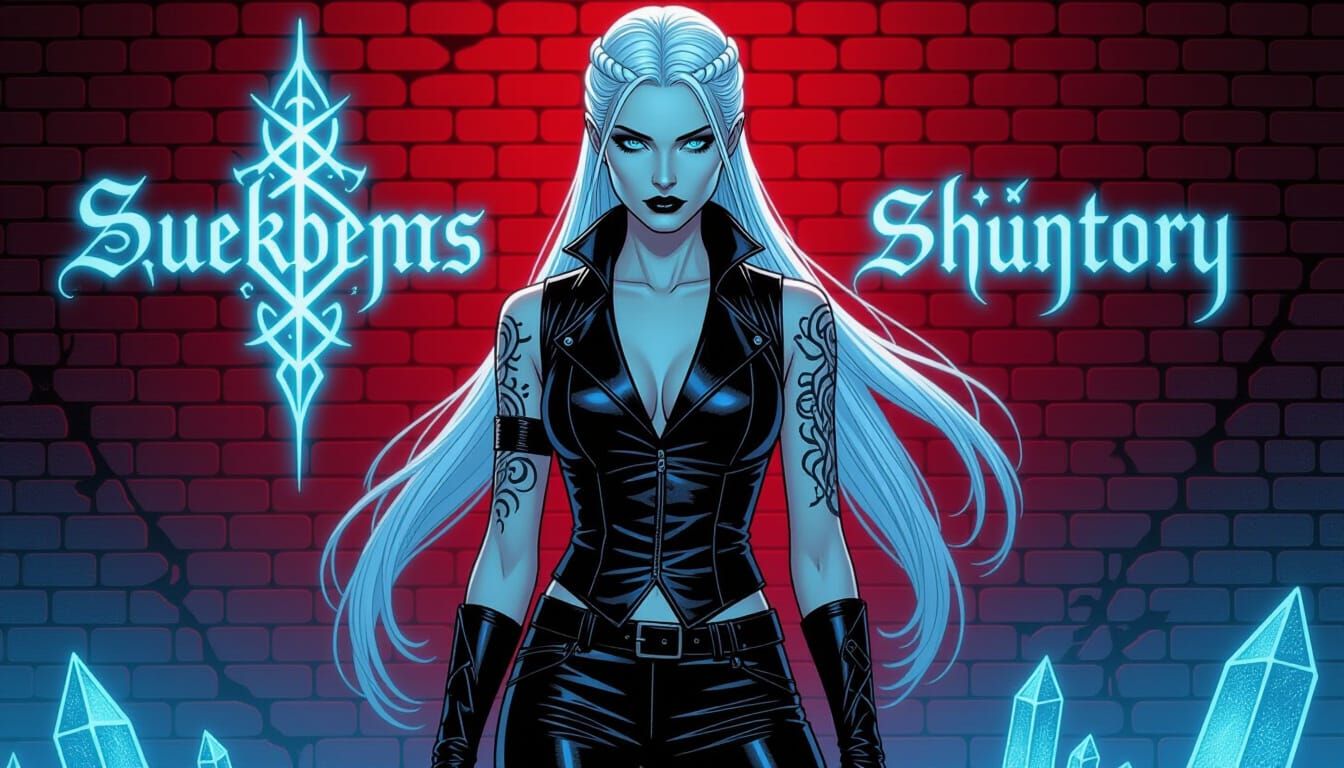 Ethereal Woman with Arcane Sigils in Gothic-Punk Style