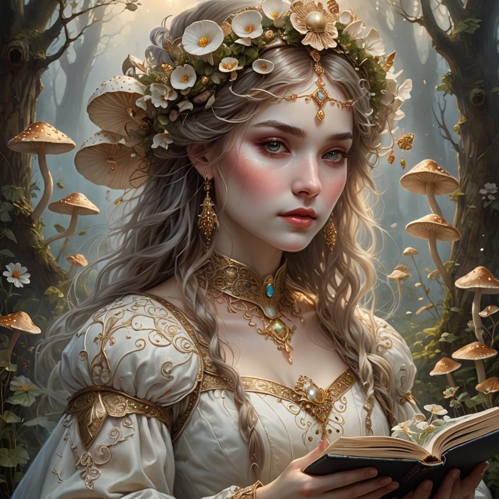 Mushroom Queen Portrait in Ethereal Fantasy Style