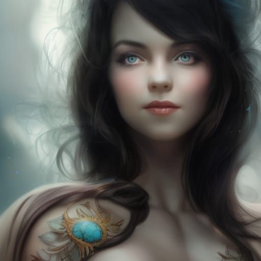 Beautiful Goddess Portrait in Digital Illustration Style