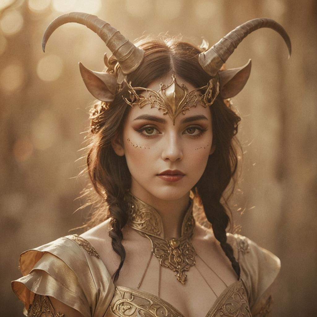Elegant Daemon Cosplay Portrait in Vintage Style