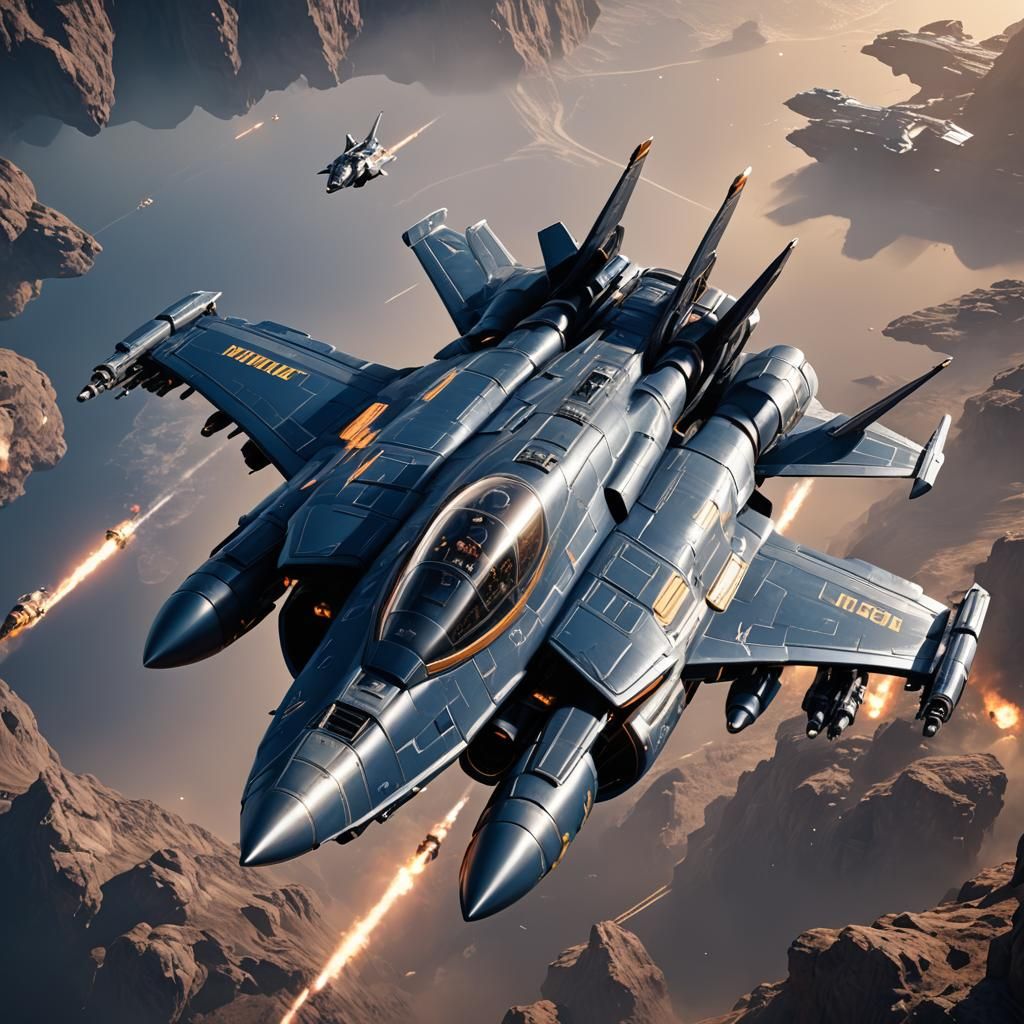 Navy Spaceship Fighter Jet in 3D Game Style