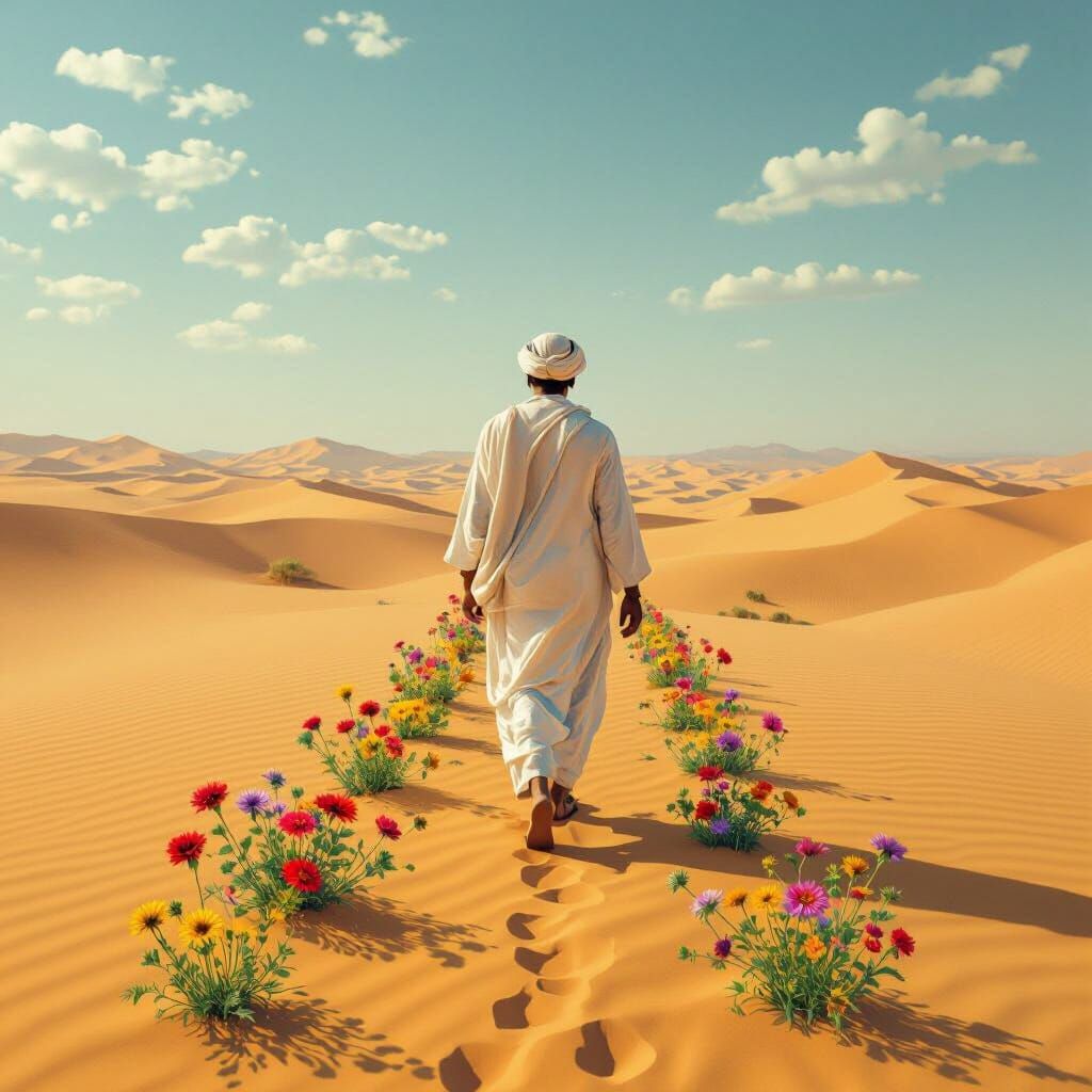 Man's Footsteps Bring Life to Desert