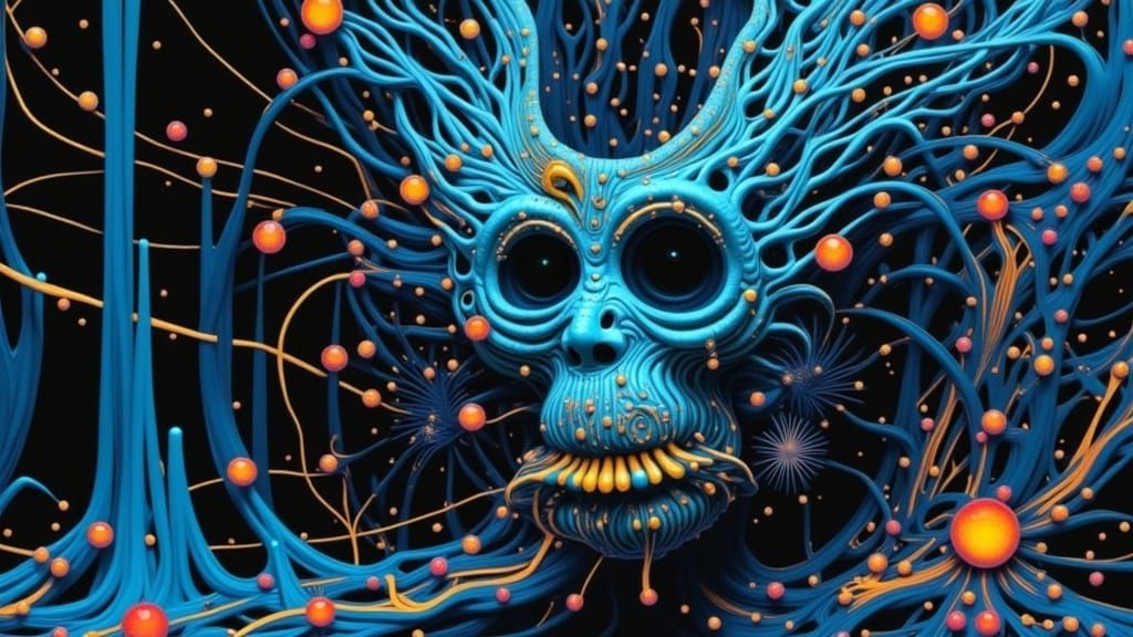 Ethereal Belgian Art Deco Poster of Worms Playing Pinochle