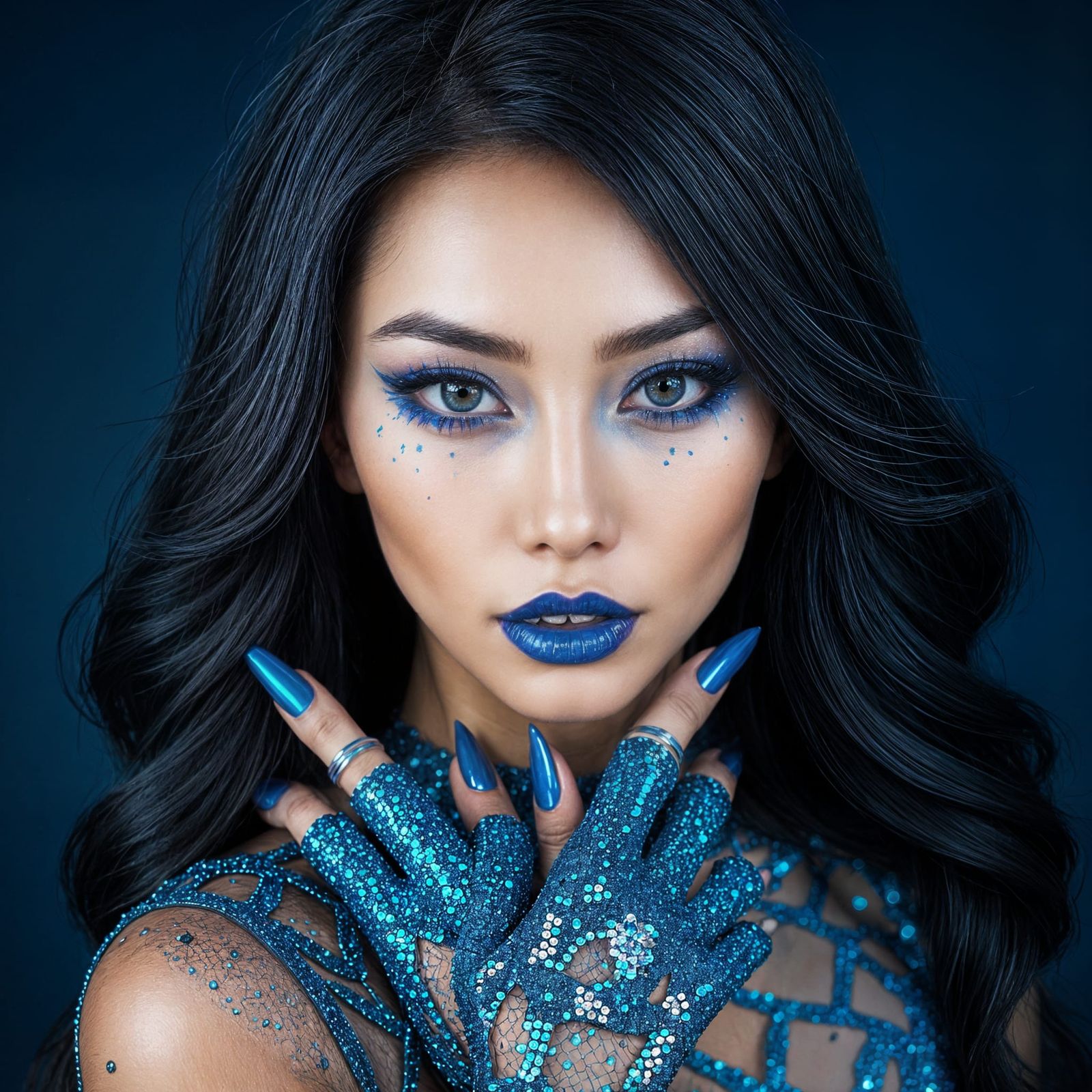 Ethereal Laotian Beauty in Cosmic Blue