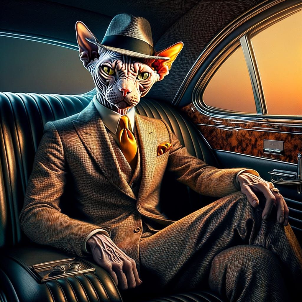 Surreal Cat Hitman: High Fashion in Maximalist Style