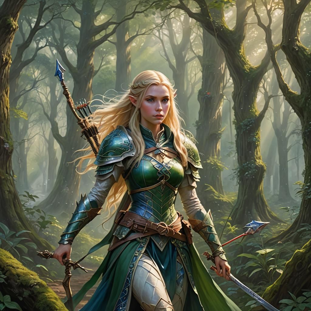 D&D Elf Archer in Ethereal Fantasy Style