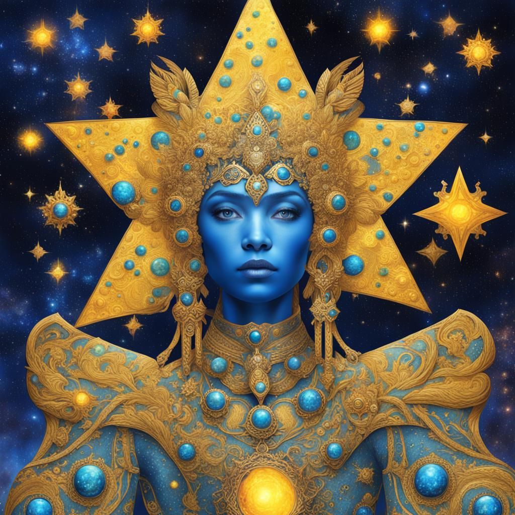 Surreal AI Queen Dreamt by Star and Nebula