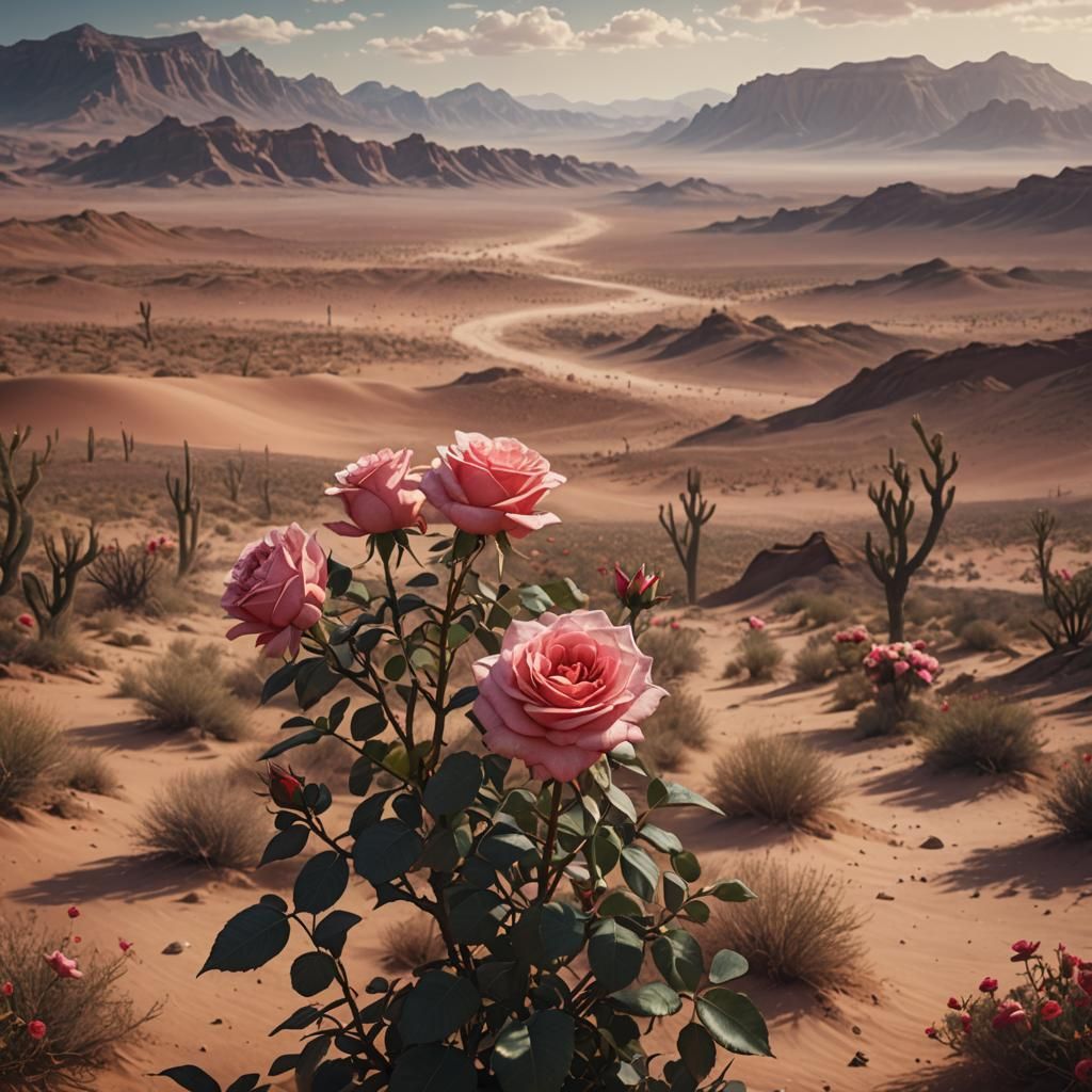 Desert Rose Bloom: Epic Digital Matte Painting