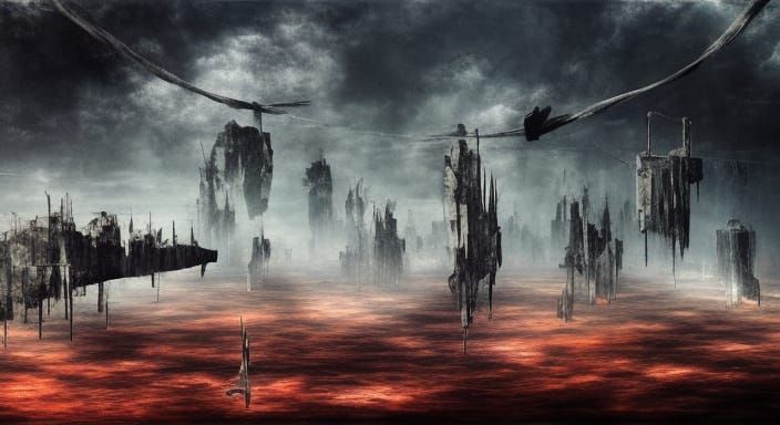 Post-Apocalyptic Fractured World in Neo-Primitivism Style