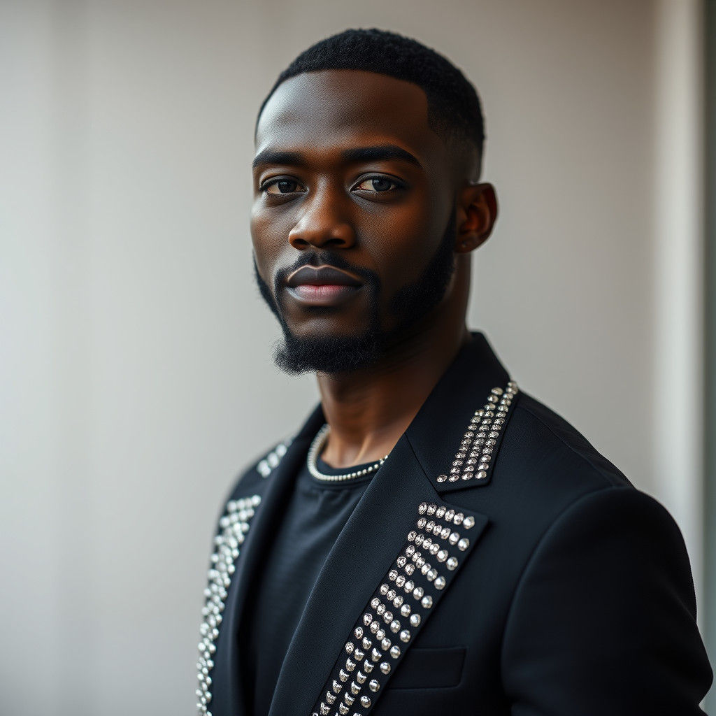 Black Nigerian Man in Silver Studded Blazer Portrait