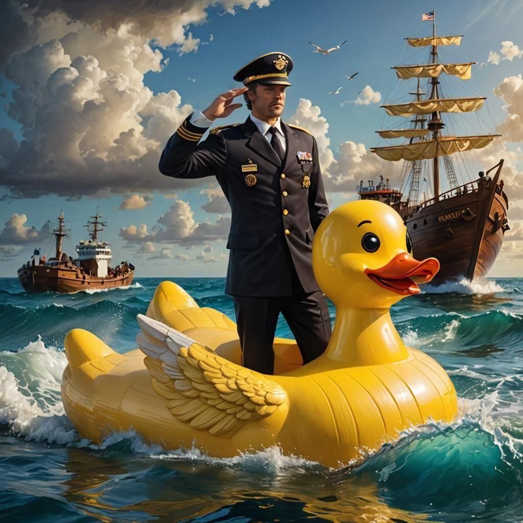 Winged Rubber Ducky Boat on the Ocean