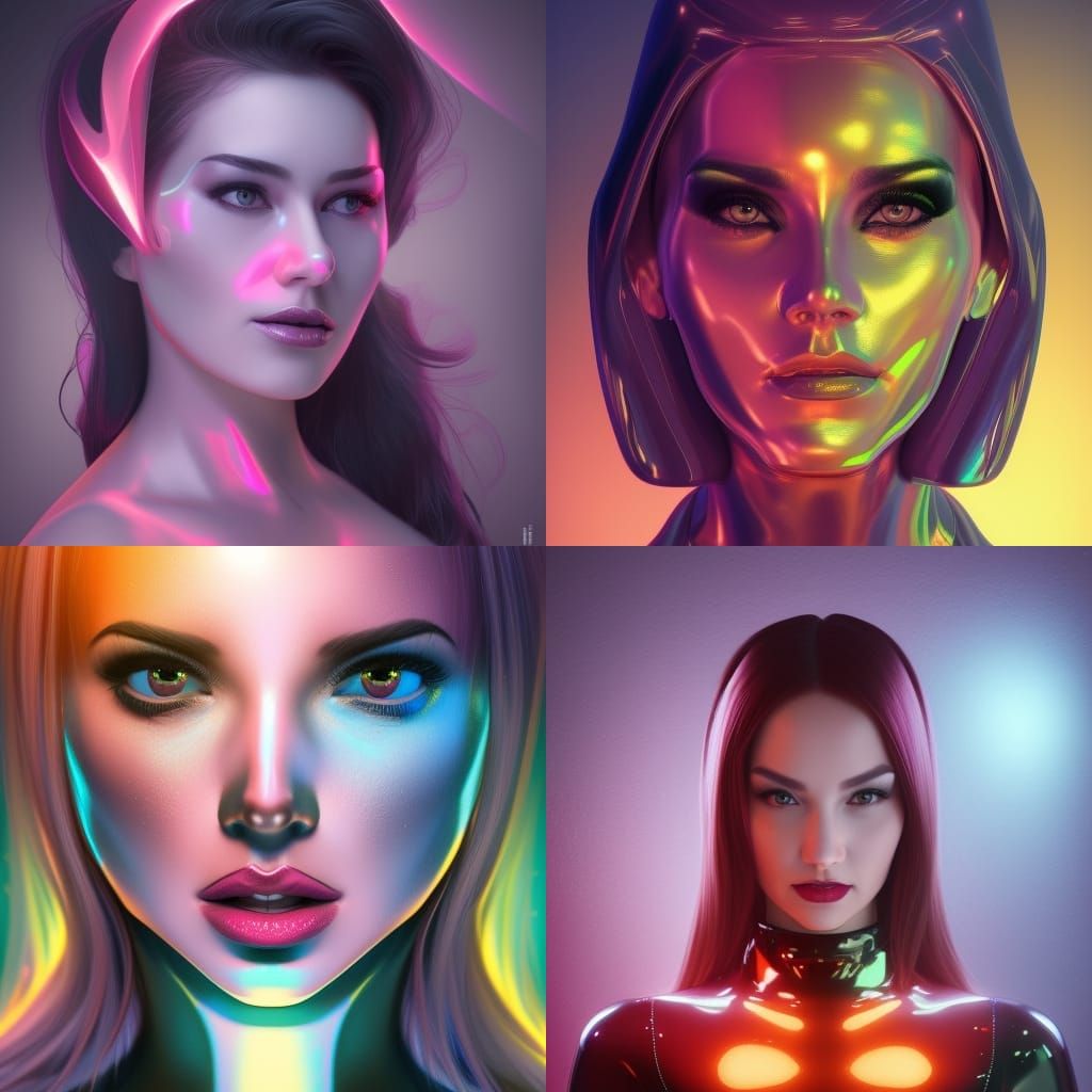 Beautiful Woman in Latex: Digital Art Portrait