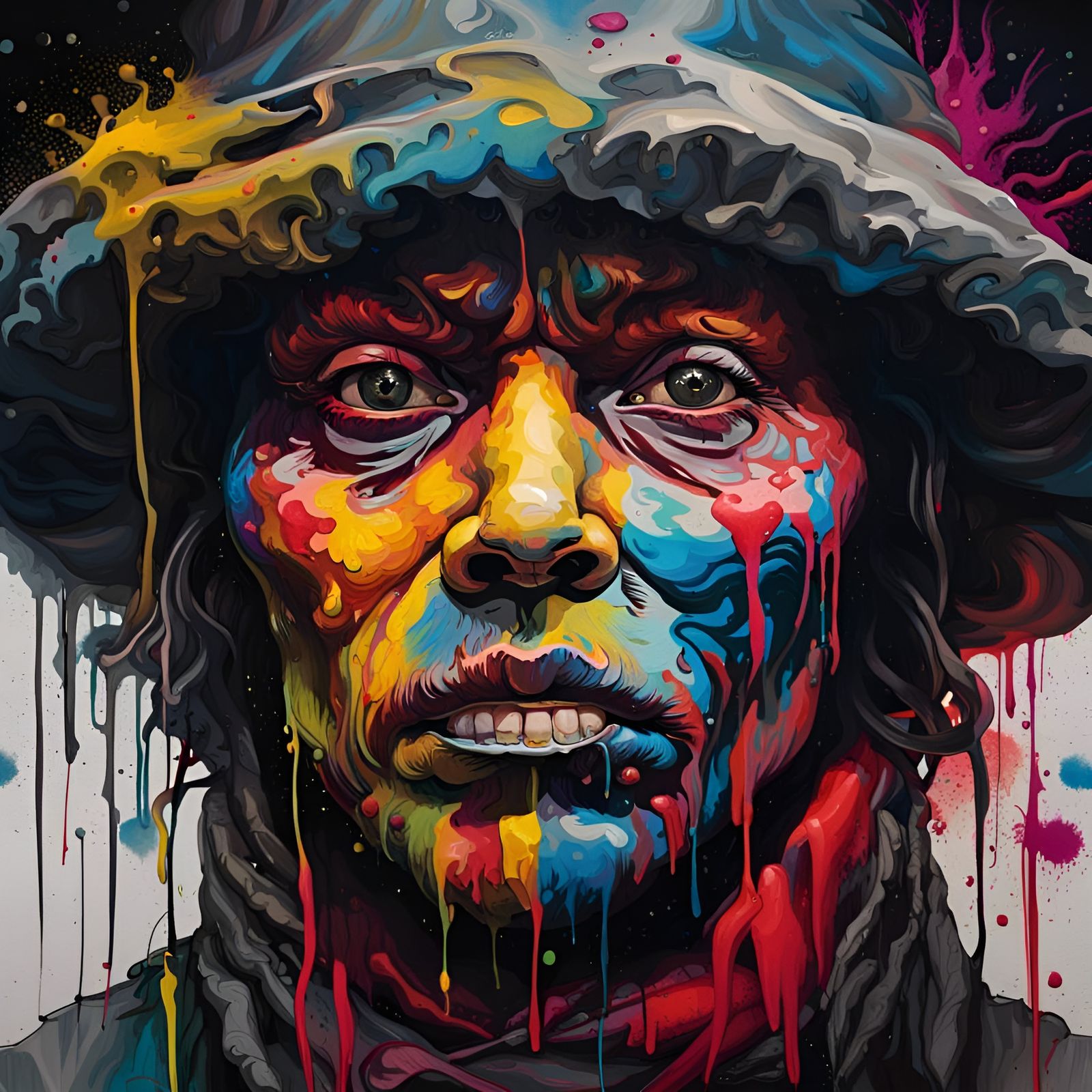 Ominous 17th Century Portrait in Graffiti Art Style