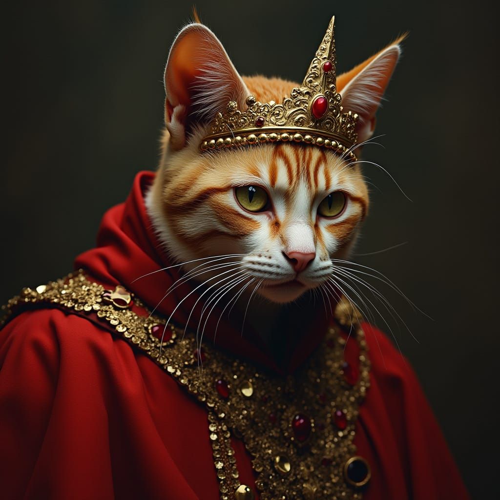 Portrait of a Feline Dictator in Golden Regalia