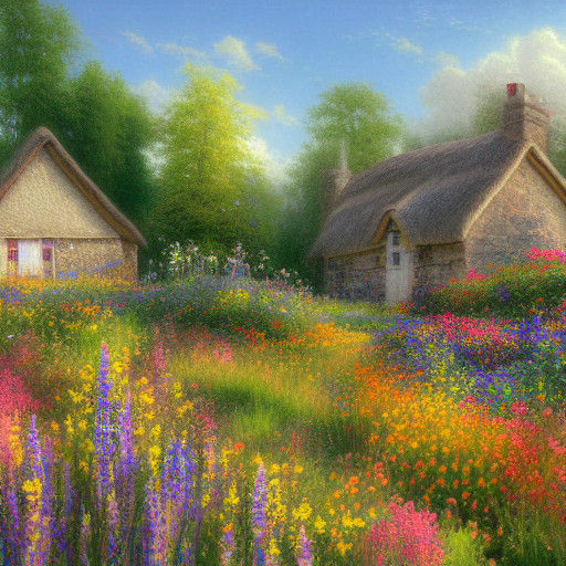 Cozy Cottage in Vibrant Wildflower Meadow